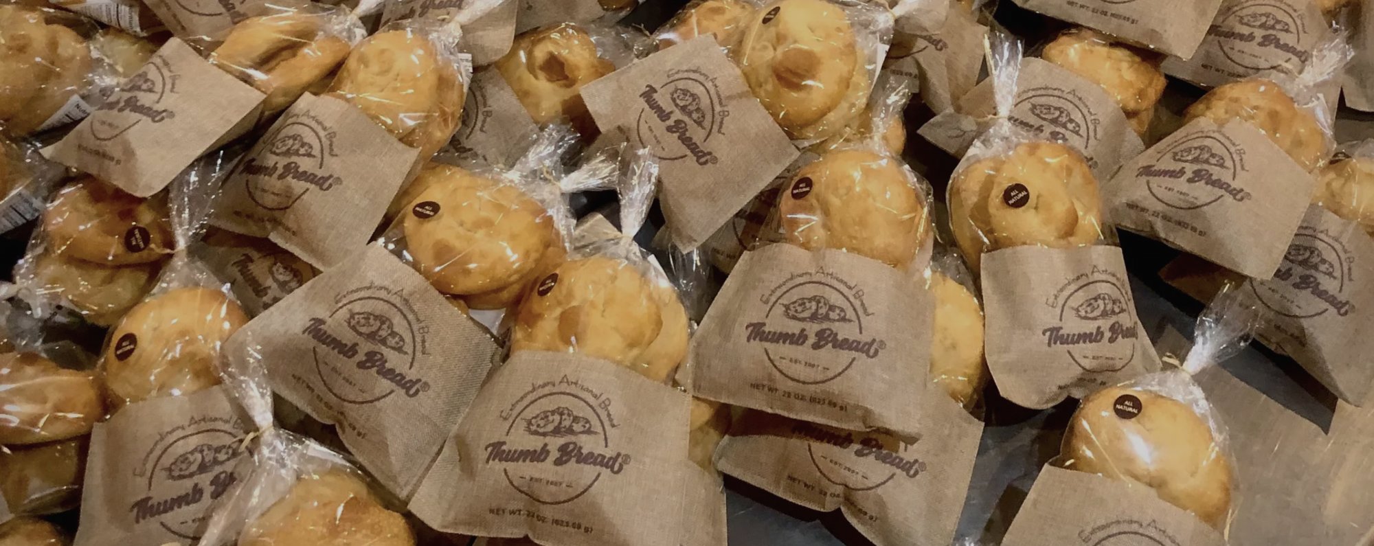 Thumb Bread® in its burlap bags