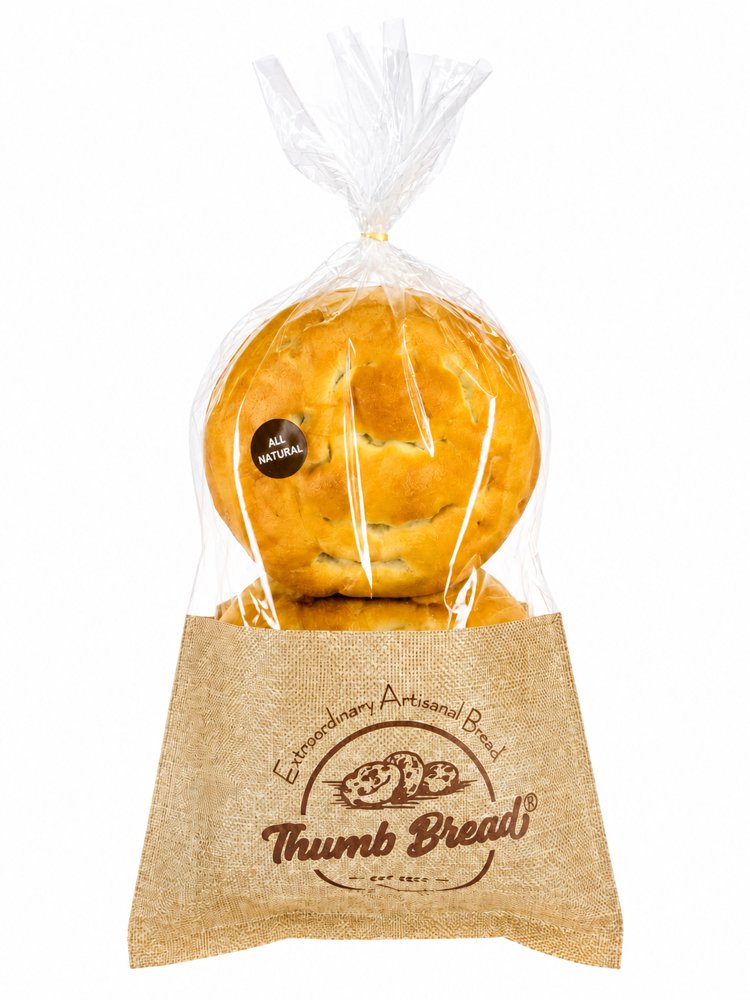 Thumb Bread® in its original burlap bread bag