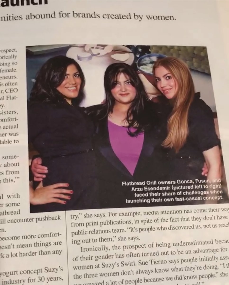 Magazine feature on Flatbread Grill® owners Gonca, Fusun and Arzu Esendemir