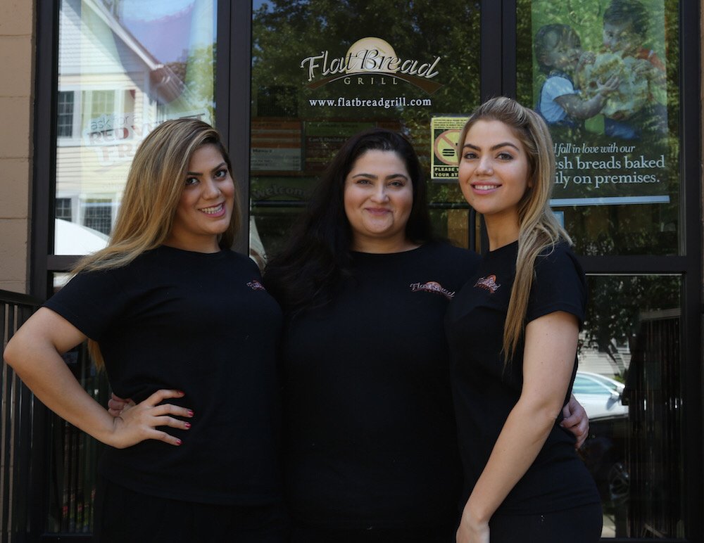The three Esendemir sisters outside Flatbread Grill®